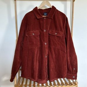 GAP Men's Corduroy Shirt Jacket Brandy Brown Sz XL Button Down MSRP 80.00 NWT